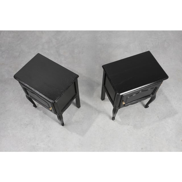 Vintage French Nightstands in Carved Wood, 1950s, Set of 2 For Sale - Image 12 of 13