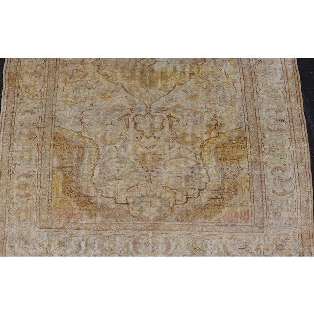 Silk Turkish Sivas Rug in Shades of Ivory, Brown and Yellow For Sale In Atlanta - Image 6 of 12