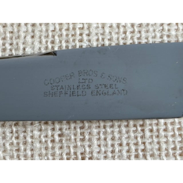 Sheffield Vintage Sheffield English Antler Stag Horn Handle Stainless Steak Knife Set For Sale - Image 4 of 7