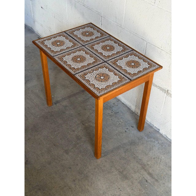 1960s Vintage Danish Modern Teak Tile Top Side Table Mid Century Scandinavian End Accent Table For Sale - Image 5 of 9