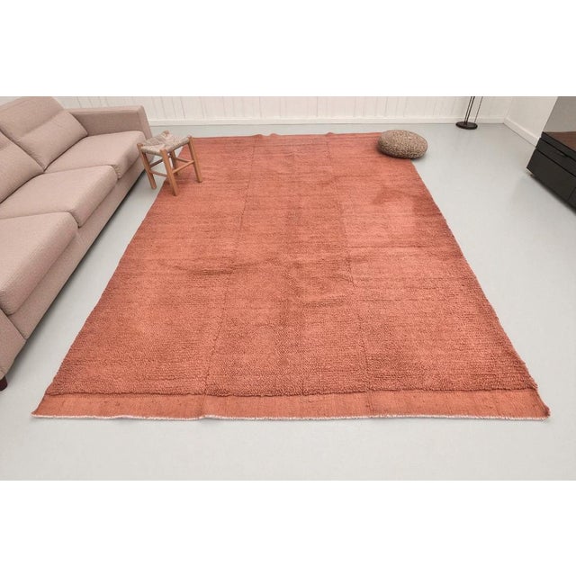 Textile 1950s Turkish Handloom Home Living Terracota Rug For Sale - Image 7 of 9