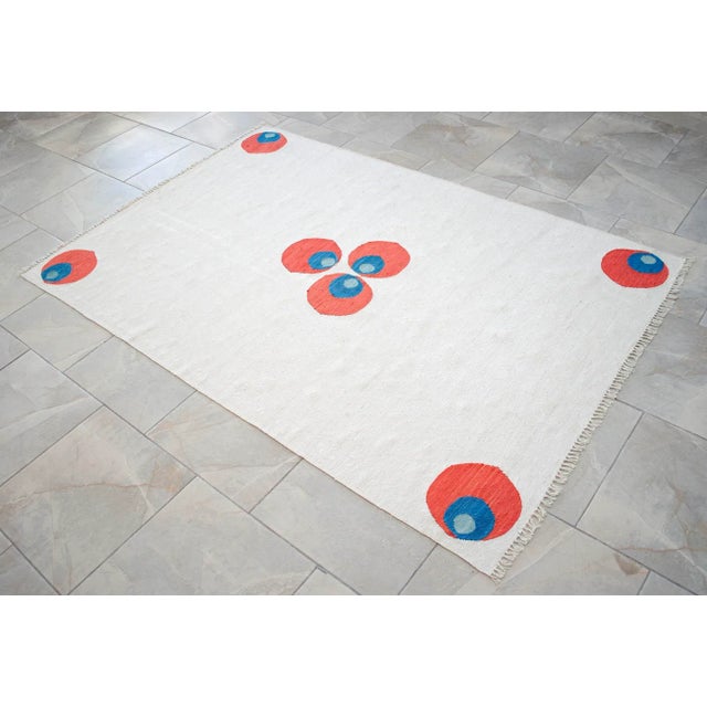 Turkish Silk Rug Kilim Hand Woven Chintemani Motif Oushak Area Rug - 4′3″ × 6′4″ For Sale - Image 18 of 18