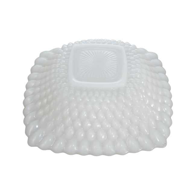 White Glass Diamond Hobnail Bowl For Sale - Image 4 of 4