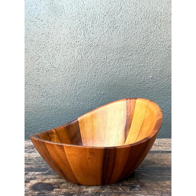 Vintage Mid-Century Teak Wood Salad Bowl For Sale - Image 10 of 12