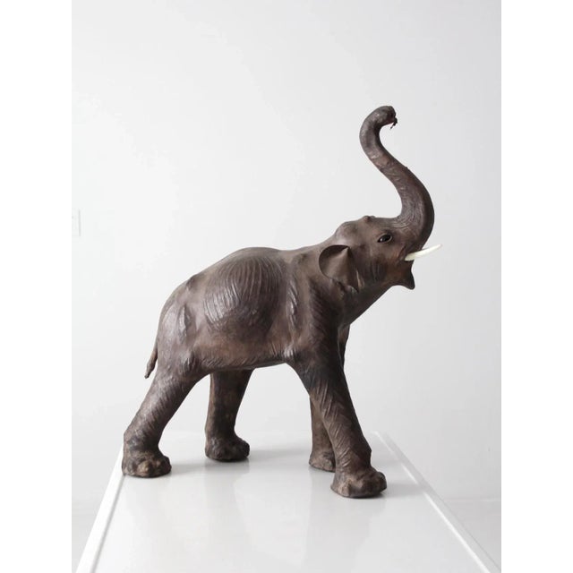 Animal Skin Antique Leather Elephant For Sale - Image 7 of 13