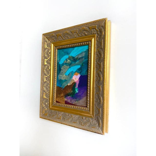 "Jeweled Sky" Pair of Mini Paintings With Vintage Frames by Jessalin Beutler For Sale - Image 4 of 7