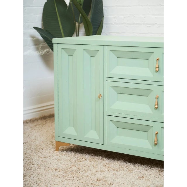Chocolate Mint Hollywood Regency Dresser For Sale - Image 12 of 12
