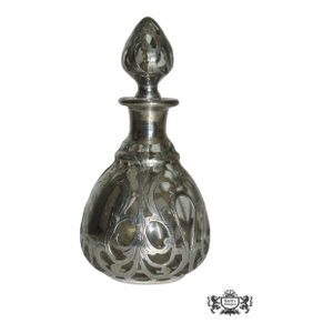 Antique Perfume Bottle in Sterling Silver Overlay