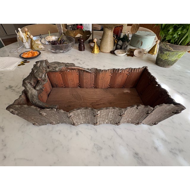 Wood Japanese Ikebana Wabi-Sabi Bamboo Carved Basket For Sale - Image 7 of 15