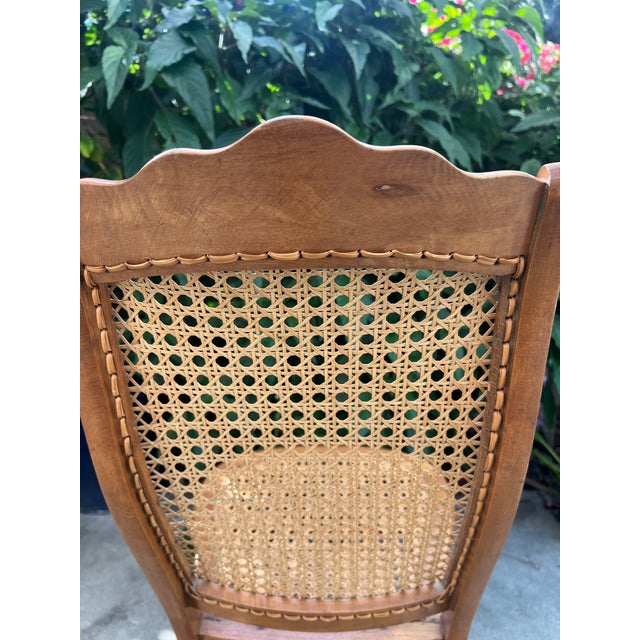 Wood Antique Rocking Chair W/Cane Back & Seat For Sale - Image 7 of 8