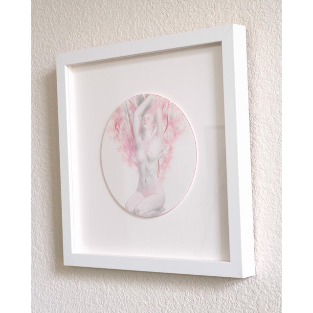 Figurative Figure 5 by Matthew Alfonso Durante | Graphite and Oil Pencil on Paper Nude figure with trees. For Sale - Image 3 of 3