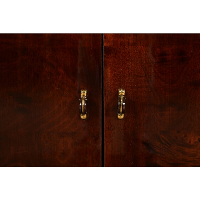 1980s Milo Baughman Style Modern Art Deco Burl Wood Bar Cabinet by Henredon For Sale - Image 9 of 16