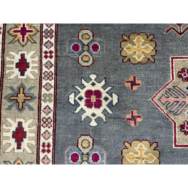 Gray Gray Kazak Wool Rug With Star Medallion, 5'8" X 7'10" For Sale - Image 8 of 16