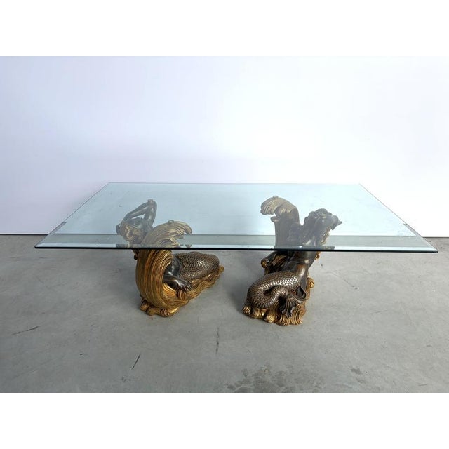 Vintage Gilt Wood Mermaid Coffee Table, 1960s For Sale - Image 11 of 12