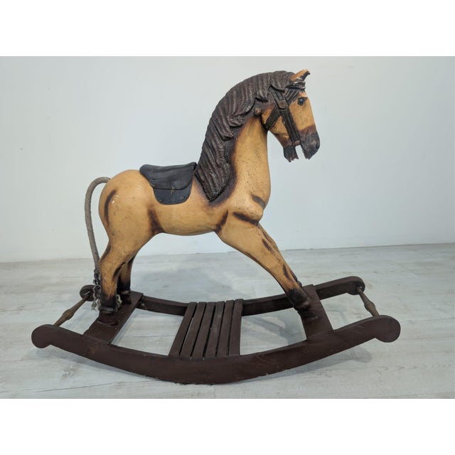 Antique Wooden Rocking Horse, 1920s For Sale - Image 4 of 16
