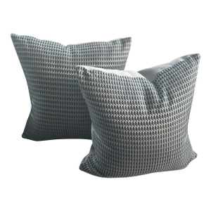 Square Romo Fabric Geometric Decorative Pillows - Pair