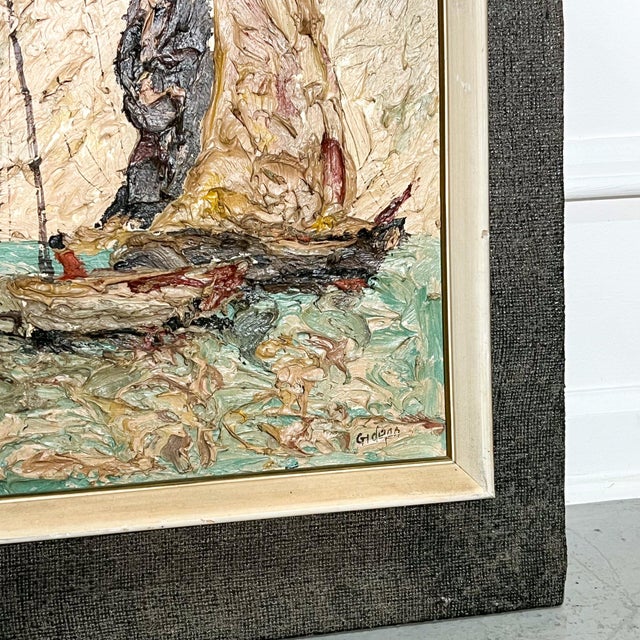 Modern Listed American Artist Elmo Gideon Original Oil Sailing Scene - A Pair For Sale - Image 3 of 7