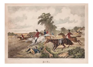 Riding, Original Lithograph, 19th Century