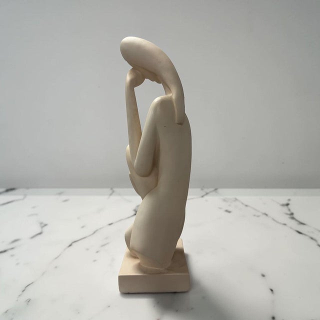 Large vintage deco white plaster sculpture of the disappointed women. Very heavy and tall statement piece for any living...