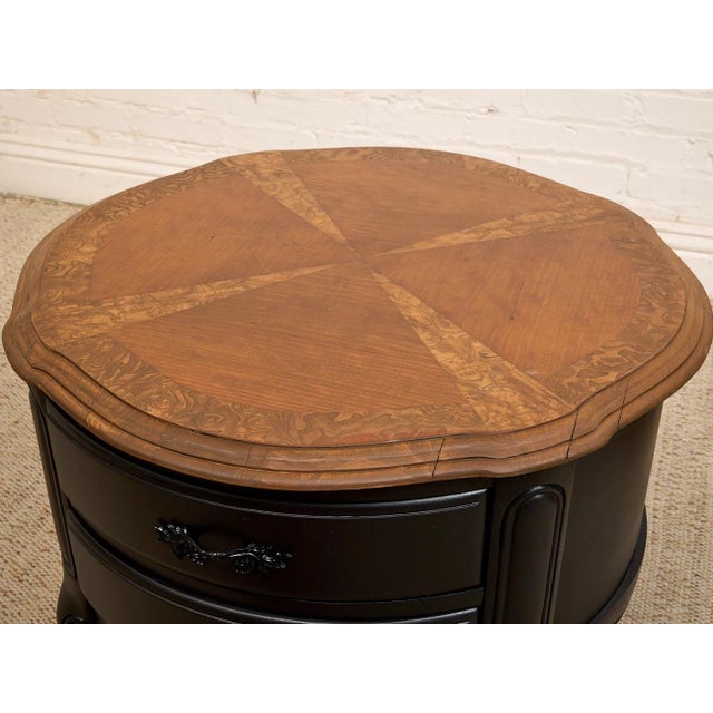 Black Vintage Burlwood Top Occasional Side Table For Sale - Image 10 of 12