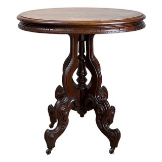 Antique Victorian Walnut Lamp Stand C. Late 19th Century For Sale