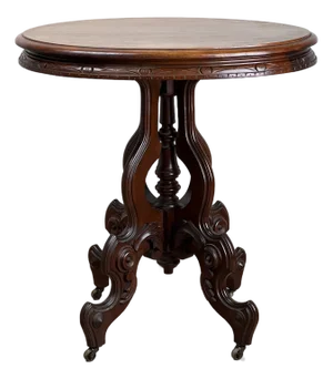 Antique Victorian Walnut Lamp Stand C. Late 19th Century