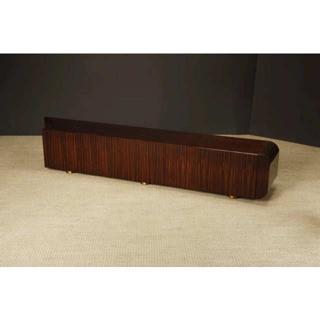Leon Rosen Monumental Macassar and Brass Credenza by Leon Rosen for Johnny Carson, C 1970 For Sale - Image 4 of 18