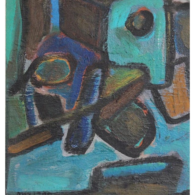 Pierre-Yves Beltran, Abstract Composition, 1980s, Oil Painting on Board, Framed For Sale - Image 11 of 15