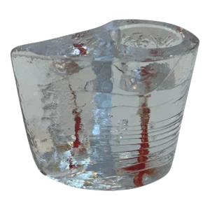 Kosta Boda Red and Textured Glass Candle Holder