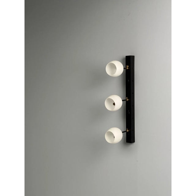 Italian Mid-Century Modern, Three Light Wall Sconce, Painted Metal, Glass, 1950s For Sale In New York - Image 6 of 10