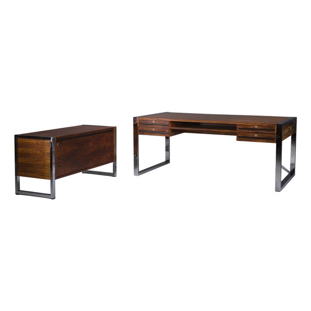 Mid-Century Executive Desk and Sideboard Set by Kondor, 1960s, Set of 2 For Sale