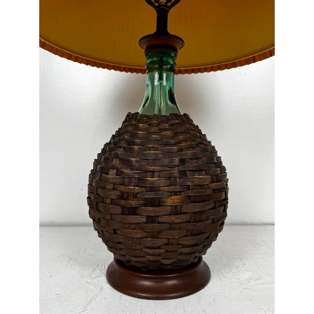 Rustic Mid Century Basket Wrapped Bottle Lamp For Sale - Image 3 of 11
