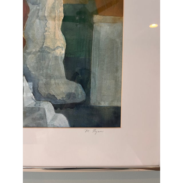 1970s Vintage 70's Mid-Century Modern Abstract Framed Vibrant Watercolor Painting - Signed and Titled For Sale - Image 5 of 11