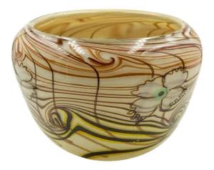 Daniel Edler Trellis Tri Floral Art Glass Bowl