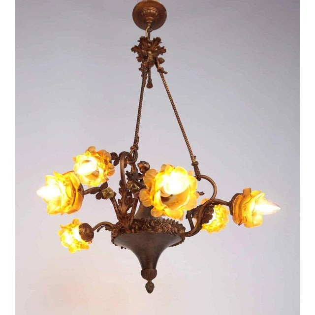 Antique Art Nouveau Chandelier with Putto For Sale - Image 4 of 8