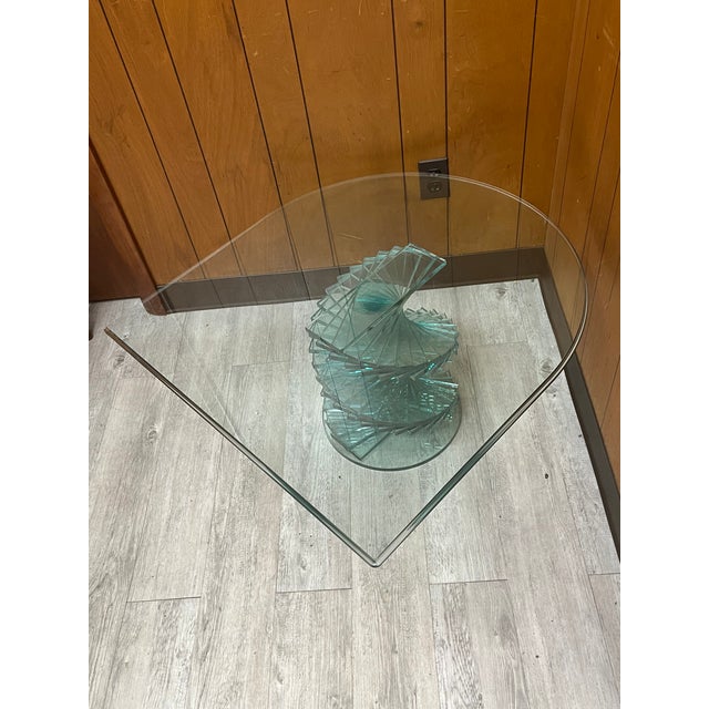 1970s Style Helix Spiral Base Glass Coffee/Cocktail Table For Sale - Image 4 of 10