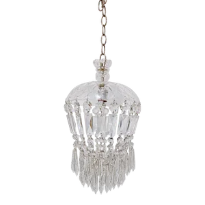 Vintage Hand Cut Glass Dish Basket Pendant