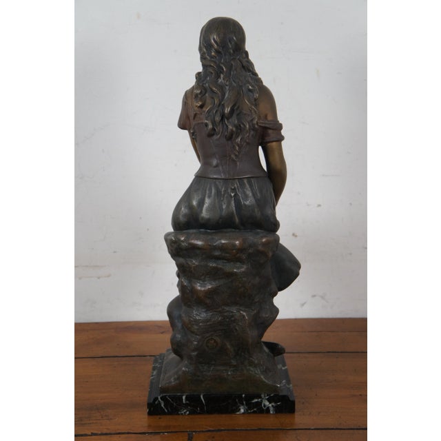 Auguste Moreau Antique Auguste Moreau French Bronze Seated Young Woman Sculpture For Sale - Image 4 of 13