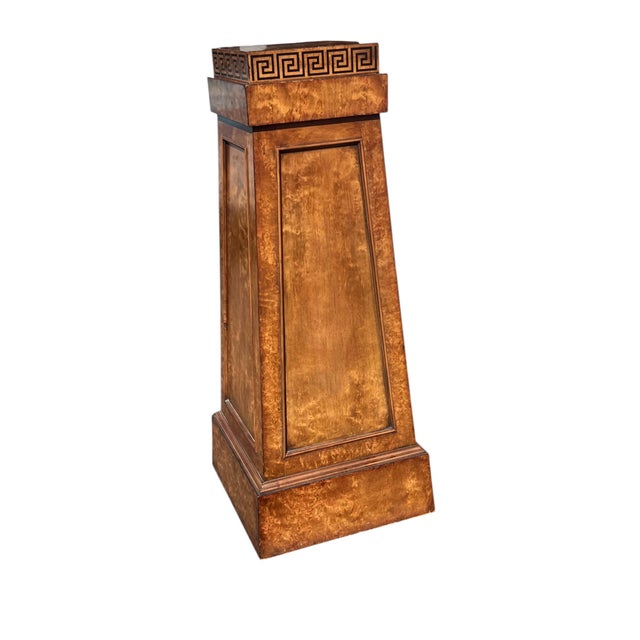 Large Burl Wood Pedestal Greek Key Design For Sale - Image 13 of 17