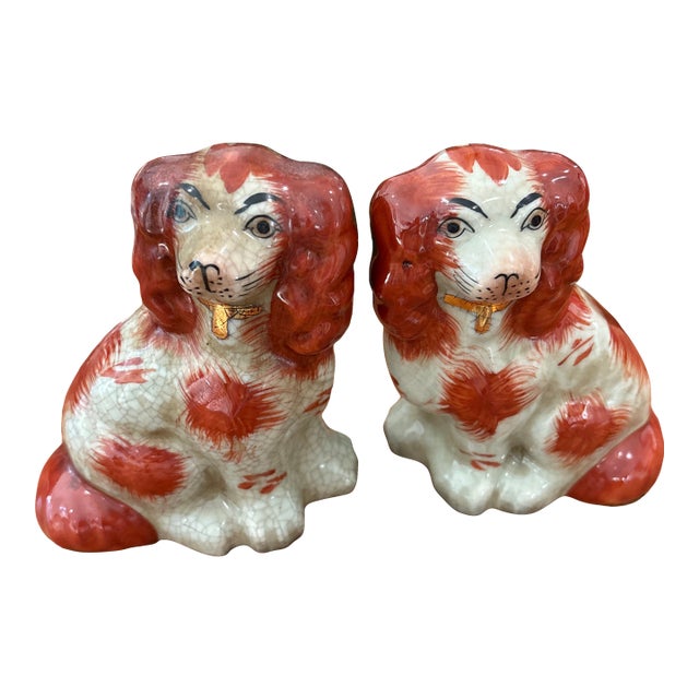 Pair of 5.5" Russett Staffordshire Style Spaniel Dogs For Sale