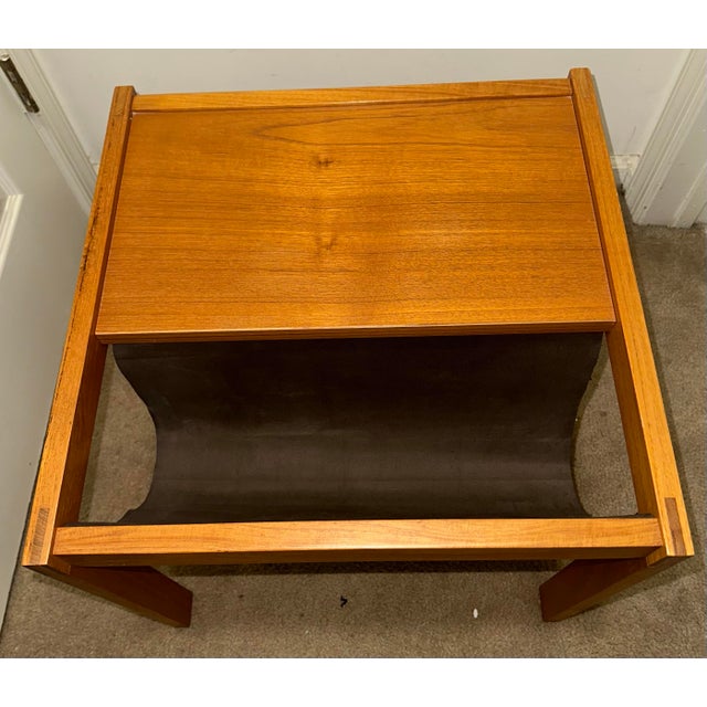 Mid-Century Modern Danish Teak & Canvas Magazine Sling Side Table by BL-Møbler For Sale - Image 9 of 12