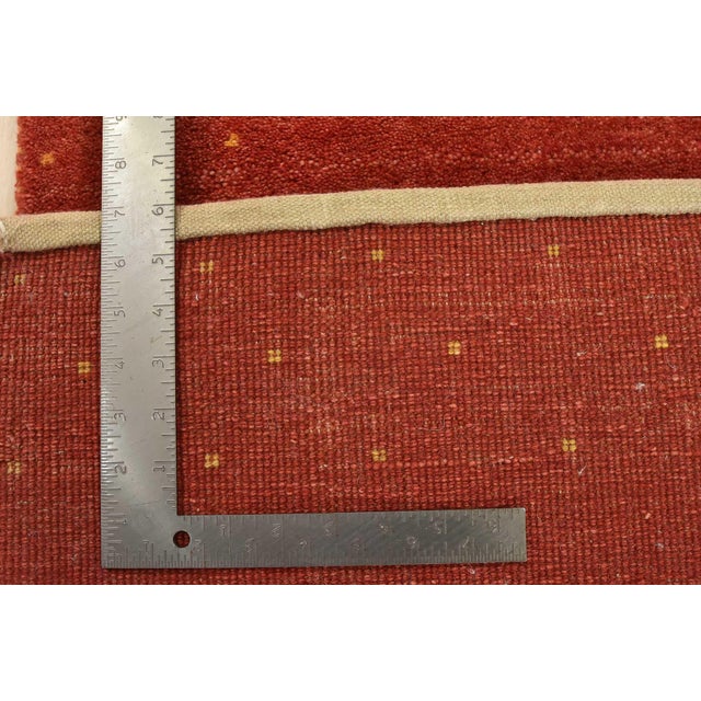 Gabbeh Runner 3′ X 10’1” Red Wool Contemporary Hand-Knotted Oriental Rug For Sale - Image 13 of 13