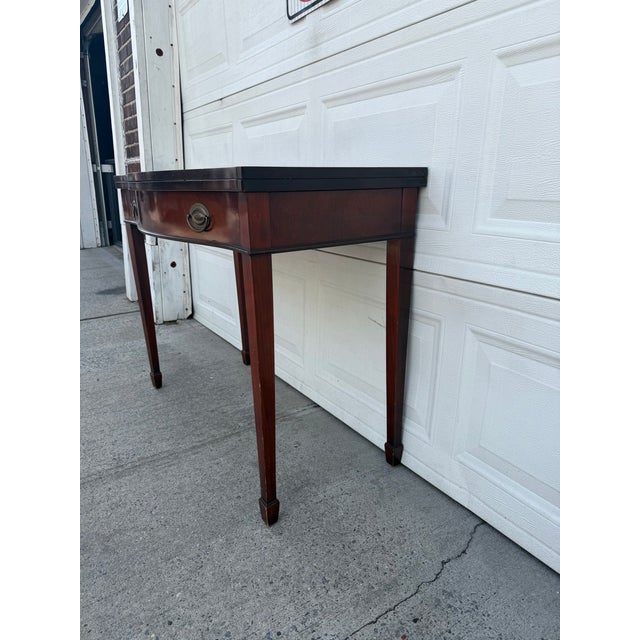 Hepplewhite Vintage Federal Hepplewhite Style Mahogany Console Table Flip Top Game Table For Sale - Image 3 of 12