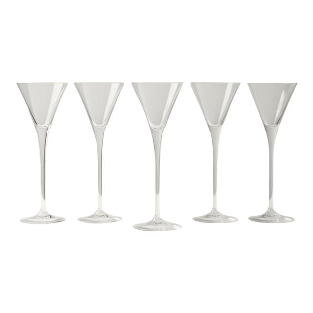 Vintage Dansk Crystal Cordial Glasses Set 5-Clear-Long Stem-Liqueur Barware For Sale