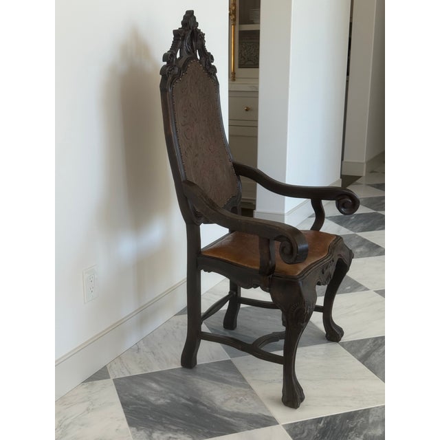 Beautiful Spanish style chair , with embossed leather .Beautiful stetment accent chair
