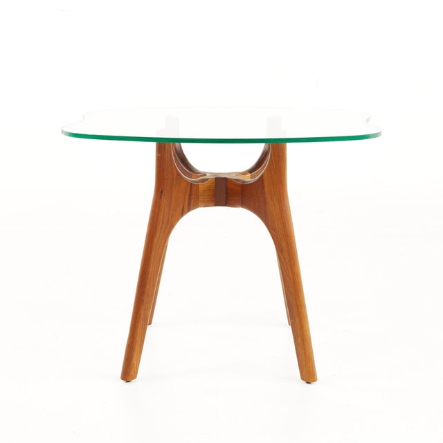 Mid 20th Century Adrian Pearsall Style Mid Century Walnut and Glass Stingray End Tables - Pair For Sale - Image 5 of 10