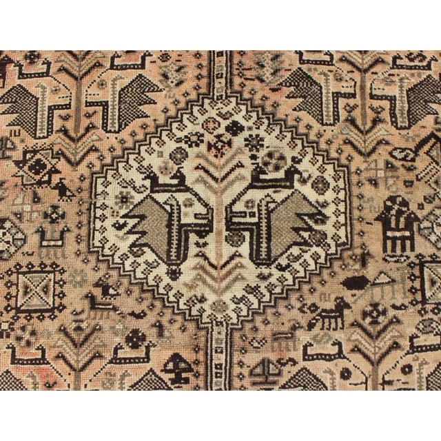 Taupe 1950s Semi Vintage Shiraz Rug - 5′ × 7′8″ For Sale - Image 8 of 13