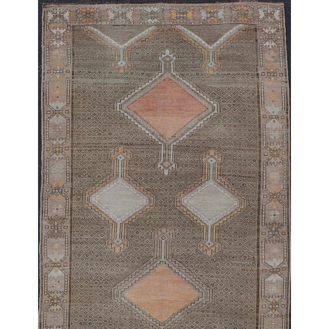 Vintage Turkish Kars Gallery Runner With Soft Taupe, Sand, and Muted Orange For Sale - Image 10 of 14
