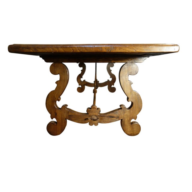 Contemporary 17th Century Style Italian Lira Solid Walnut Refectory Table Framed Edge For Sale - Image 10 of 12