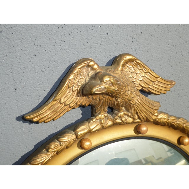 Vintage Federal Wood Gold Eagle Convex Wall Mirror 13 Colonies Chairish